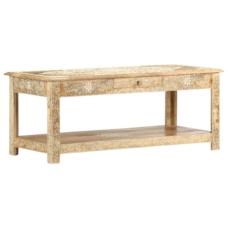 Table basse peinte à main 110x50x45 cm Bois de manguier massif 