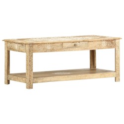Table basse peinte à main 110x50x45 cm Bois de manguier massif 