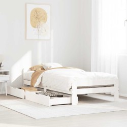 Cadre de lit sans matelas blanc 75x190 cm bois de pin massif 