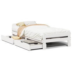 Cadre de lit sans matelas blanc 75x190 cm bois de pin massif 