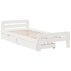 Cadre de lit sans matelas blanc 75x190 cm bois de pin massif 