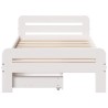 Cadre de lit sans matelas blanc 75x190 cm bois de pin massif 