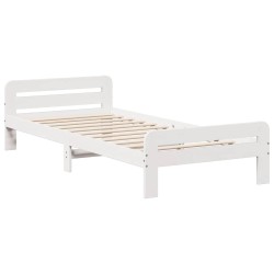 Cadre de lit sans matelas blanc 75x190 cm bois de pin massif 