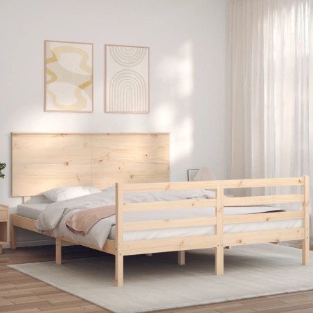 Cadre de lit sans matelas bois massif 