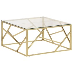 Table basse doré acier inoxydable et verre trempé 