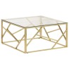 Table basse doré acier inoxydable et verre trempé 