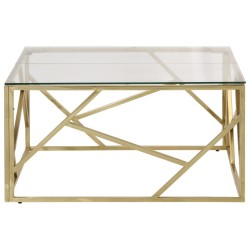 Table basse doré acier inoxydable et verre trempé 