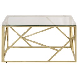 Table basse doré acier inoxydable et verre trempé 