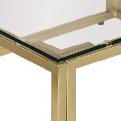 Table basse doré acier inoxydable et verre trempé 