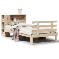 Lit bibliothèque sans matelas 100x200 cm bois massif de pin 