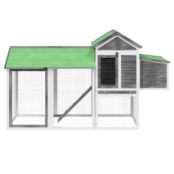 Poulailler gris 193x65x117 cm bois massif de pin 