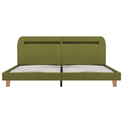 Cadre de lit avec LED sans matelas vert tissu 160x200 cm 