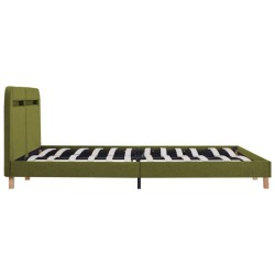 Cadre de lit avec LED sans matelas vert tissu 160x200 cm 