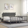 Cadre de lit avec tête de lit gris Super King Size bois massif 