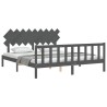 Cadre de lit avec tête de lit gris Super King Size bois massif 