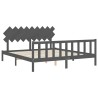 Cadre de lit avec tête de lit gris Super King Size bois massif 