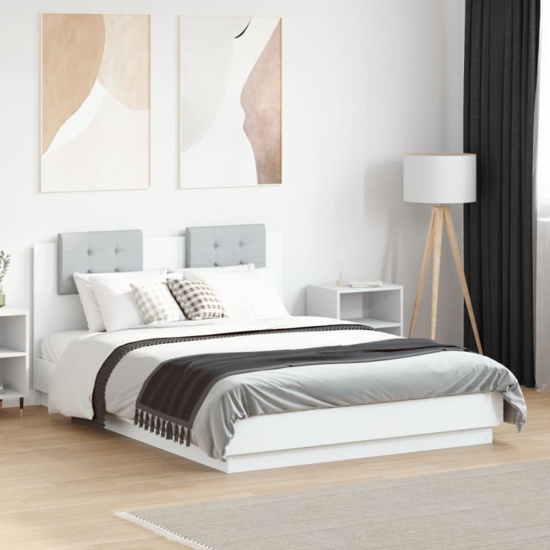 Cadre de lit sans matelas blanc 140x190 cm 