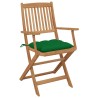 Chaises pliables de jardin lot de 2 avec coussins Bois d'acacia 