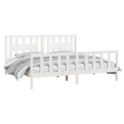 Cadre de lit sans matelas blanc bois de pin massif 