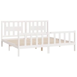 Cadre de lit sans matelas blanc bois de pin massif 