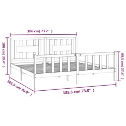 Cadre de lit sans matelas blanc bois de pin massif 