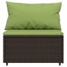 Salon de jardin 3 pcs avec coussins marron résine tressée 