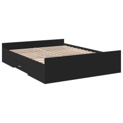 Cadre de lit avec tiroirs sans matelas noir 140x200 cm 