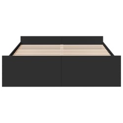 Cadre de lit avec tiroirs sans matelas noir 140x200 cm 