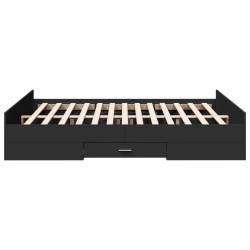 Cadre de lit avec tiroirs sans matelas noir 140x200 cm 
