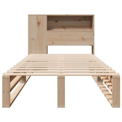 Lit bibliothèque sans matelas 90x190 cm bois massif 