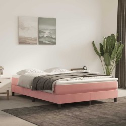 Matelas de lit à ressorts ensachés rose 140x210x20 cm velours 