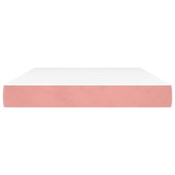 Matelas de lit à ressorts ensachés rose 140x210x20 cm velours 