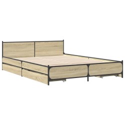 Cadre de lit avec tiroirs sans matelas chêne sonoma 120x190 cm 