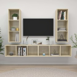 Meubles TV muraux 4 pcs Chêne sonoma Bois d'ingénierie 
