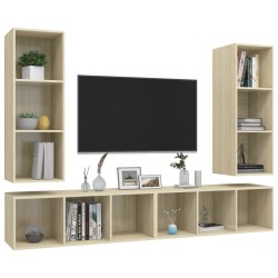Meubles TV muraux 4 pcs Chêne sonoma Bois d'ingénierie 