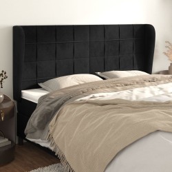 Tête de lit avec oreilles Noir 203x23x118/128 cm Velours 