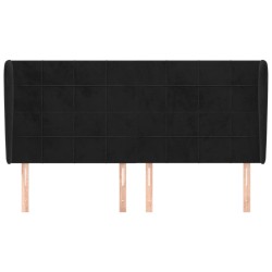 Tête de lit avec oreilles Noir 203x23x118/128 cm Velours 