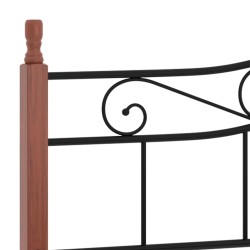 Cadre de lit sans matelas noir métal bois chêne 200x200 cm 