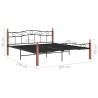 Cadre de lit sans matelas noir métal bois chêne 200x200 cm 