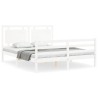 Cadre de lit sans matelas blanc bois de pin massif 