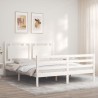 Cadre de lit sans matelas blanc bois de pin massif 
