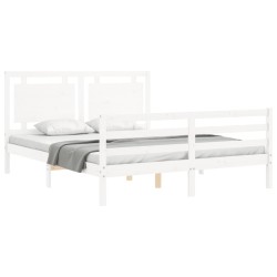 Cadre de lit sans matelas blanc bois de pin massif 