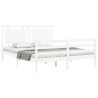 Cadre de lit sans matelas blanc bois de pin massif 