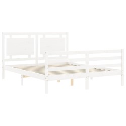 Cadre de lit sans matelas blanc bois de pin massif 