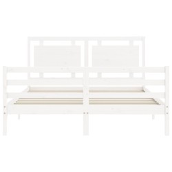 Cadre de lit sans matelas blanc bois de pin massif 