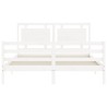Cadre de lit sans matelas blanc bois de pin massif 