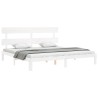 Cadre de lit sans matelas blanc 200x200 cm bois massif de pin 