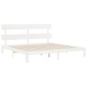 Cadre de lit sans matelas blanc 200x200 cm bois massif de pin 