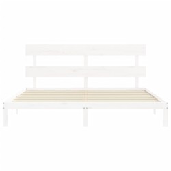 Cadre de lit sans matelas blanc 200x200 cm bois massif de pin 