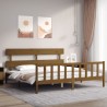 Cadre de lit sans matelas marron miel 200x200cm bois pin massif 